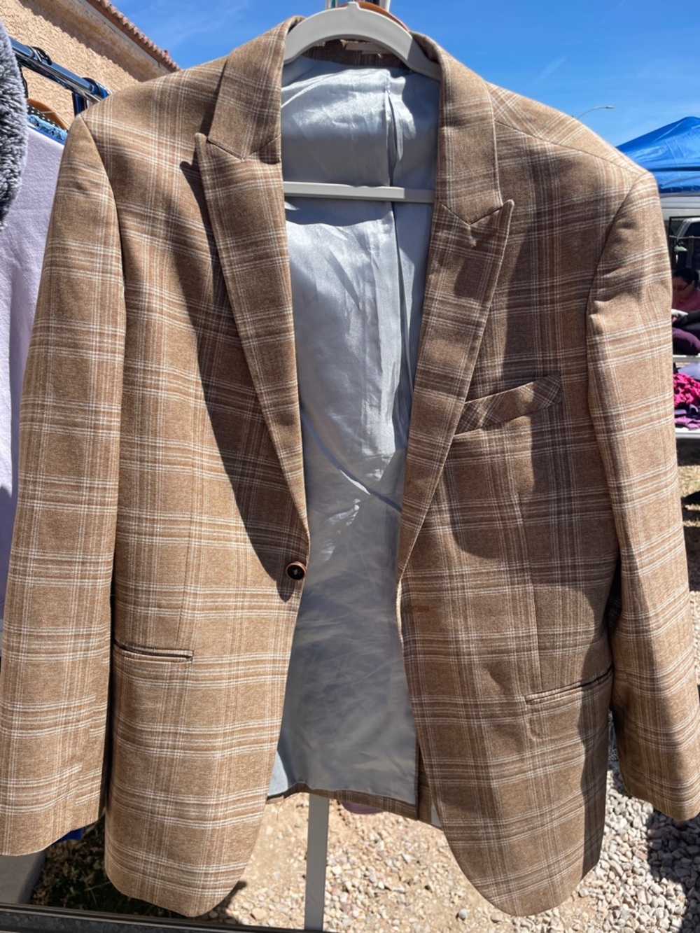 Classic Brown Plaid Men's Blazer